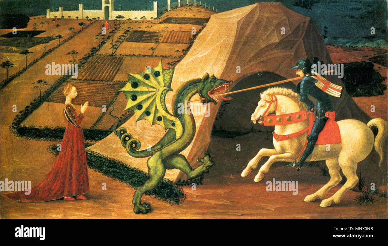 English: St George and the Dragon between 1458 and 1460. 1084 Saint George and the Dragon by Paolo Uccello (Paris) 01