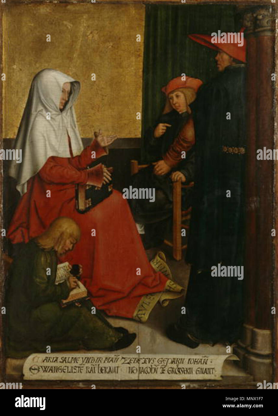 . English: St. Mary Salome and Zebedee with John the Evangelist and James the Great . June 1505.   Bernhard Strigel  (1460–1528)     Alternative names Bernard Strigil; Bernardo Striegel; Bernhardinus Strigel; Bernhard Striegel; Bernardinus Strigel; Bernard Strigel; Strigel  Description German painter  Date of birth/death circa 1465/70 14 May 1528  Location of birth/death Memmingen (Schwaben) Memmingen  Work location Memmingen  Authority control  : Q637420 VIAF: 49494641 ISNI: 0000 0000 6662 5610 ULAN: 500028571 LCCN: nr2003020097 WGA: STRIGEL, Bernhard WorldCat 1087 Salome, Zebedee Stock Photo