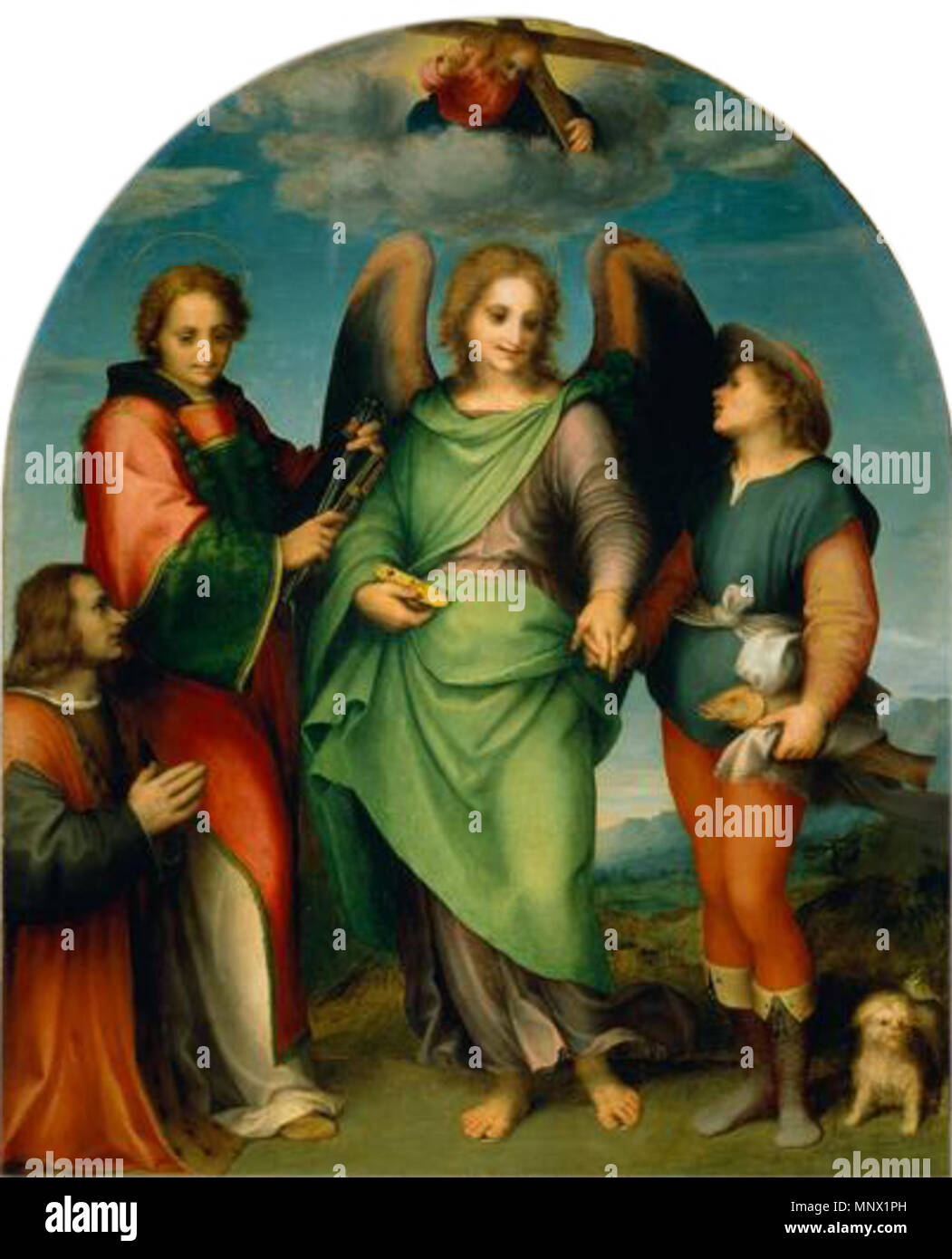 The Archangel Raphael with Tobias, St. Leonard and the Donor, Leonardo di Lorenzo Morelli   1512.   1096 Andrea del Sarto 010 Stock Photo