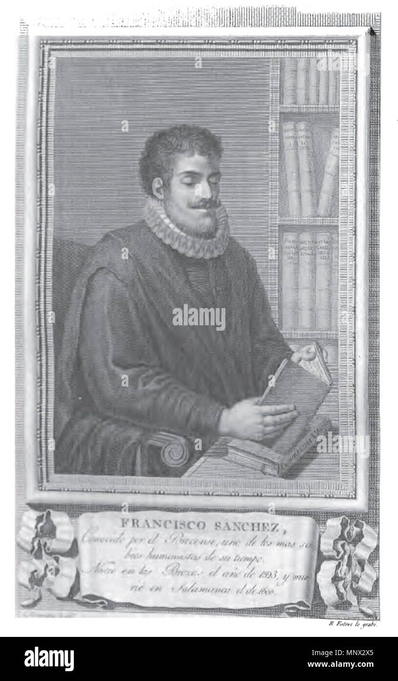 . Retrato de Francisco Sanchez. 1791. Al pie de la imagen figuran los datos de su autor. 1092 Francisco Sanchez Stock Photo