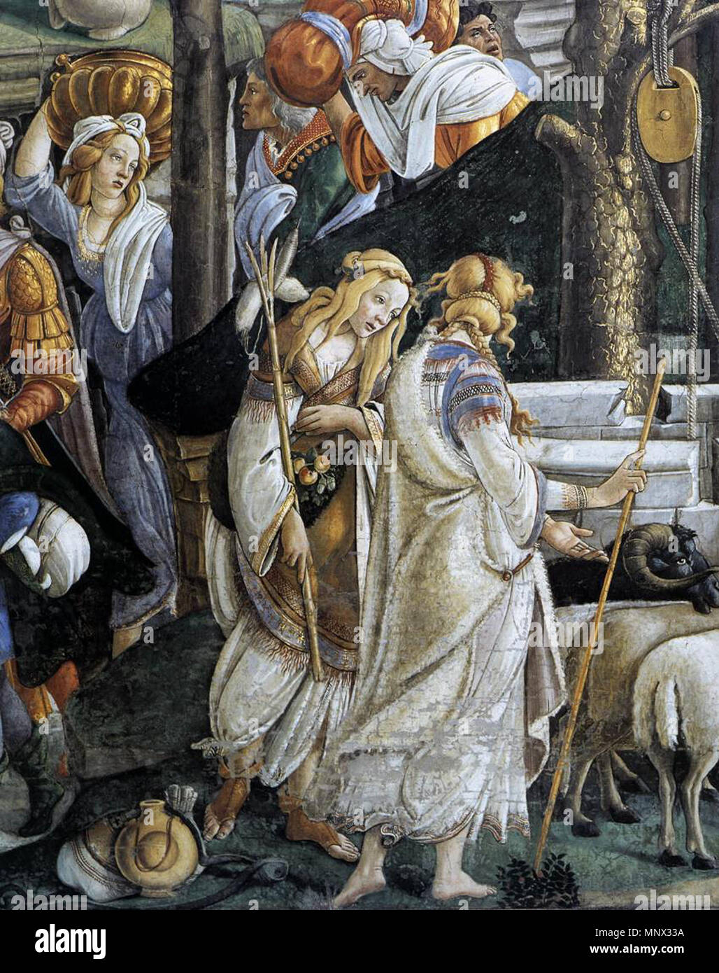 The Trials and Calling of Moses (detail)   between 1481 and 1482.   1093 Sandro Botticelli - The Trials and Calling of Moses (detail) - WGA2740 Stock Photo