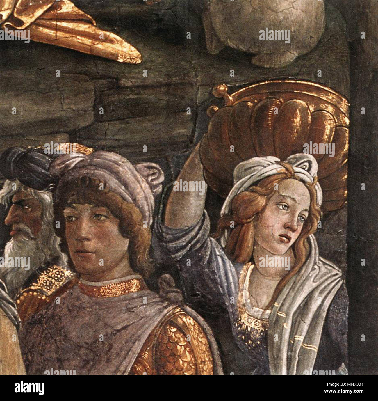 The Trials and Calling of Moses (detail)   between 1481 and 1482.   1093 Sandro Botticelli - The Trials and Calling of Moses (detail) - WGA2744 Stock Photo