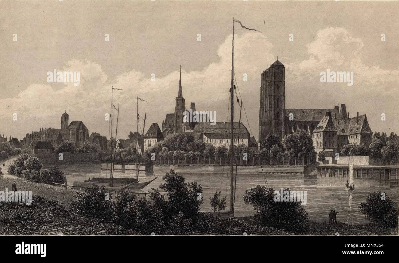 .  Deutsch: Die Sandvorstadt in Breslau von der Ziegelbastion aus gesehen. . 19th century.   1093 Sandvorstadt in Breslau Stock Photo