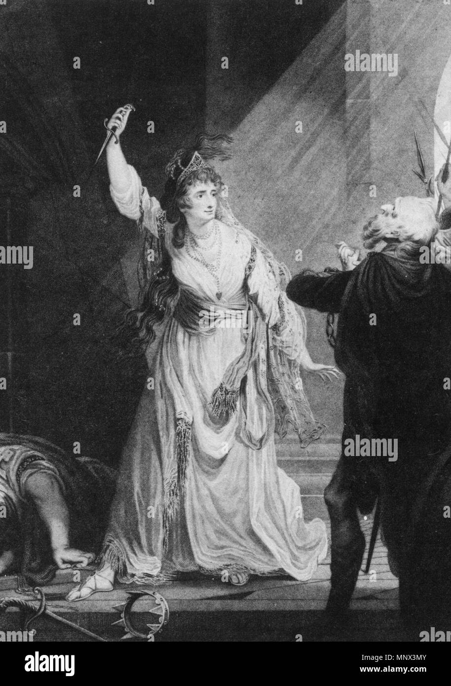 . English actress Sarah Siddons as Euphrasia in The Grecian Daughter by Arthur Murphy, Theatre Royal in Drury Lane, 1782 . 1784.   1096 Sarah Siddons as Euphrasia in The Grecian Daughter, 1782 Stock Photo