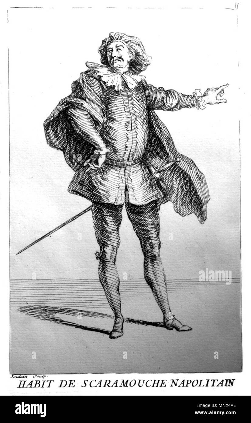 . Русский: Habit de Scaramouche napolitain . 1728. Francois Joullain 1098 Scaramouche-napolitain Stock Photo