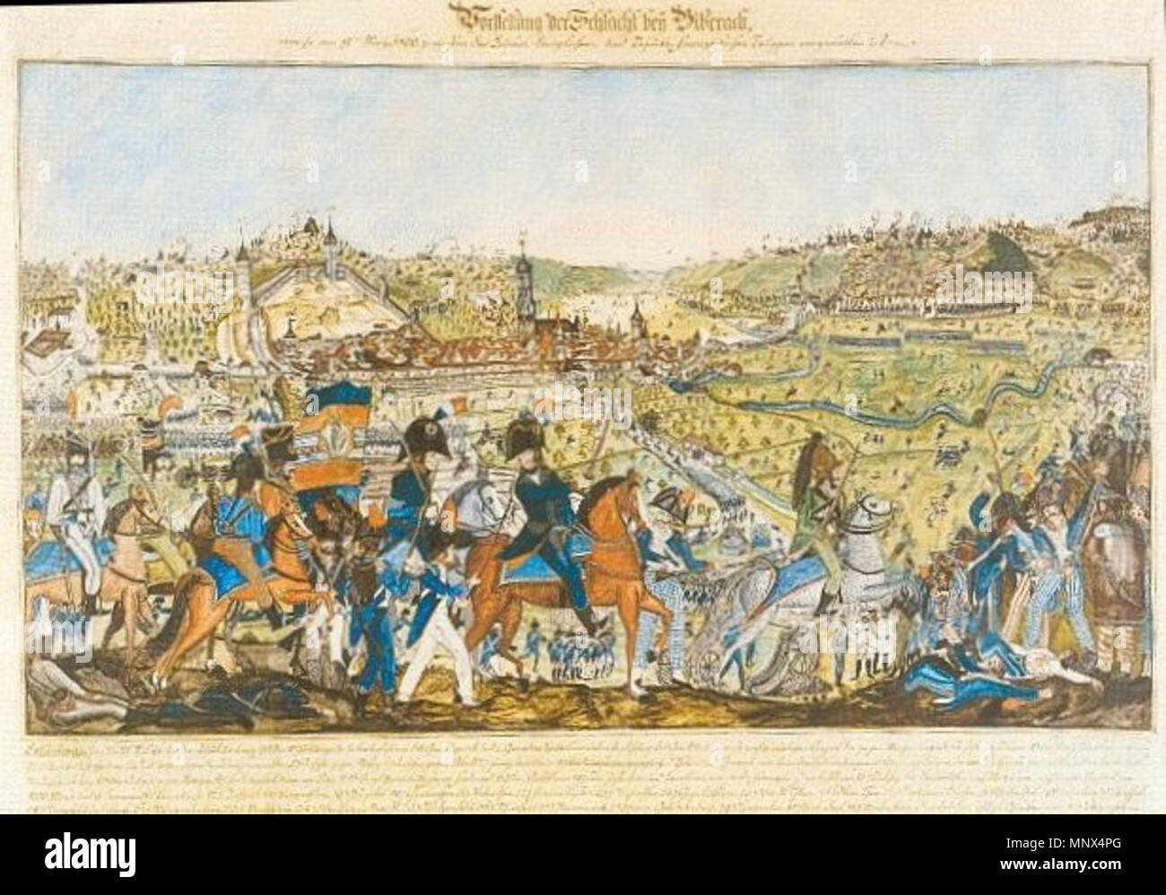 Johann Baptist Pflug: Schlacht bei Biberach, 9. Mai 1800 Aquarellierte  Federzeichnung Biberach, Städtische Sammlungen (Braith-Mali-Museum) . 1800.  Johann Baptist Pflug (1785–1866) Alternative names Johann-Baptist Pflug;  Pflug von Biberach; Pflug Von ...