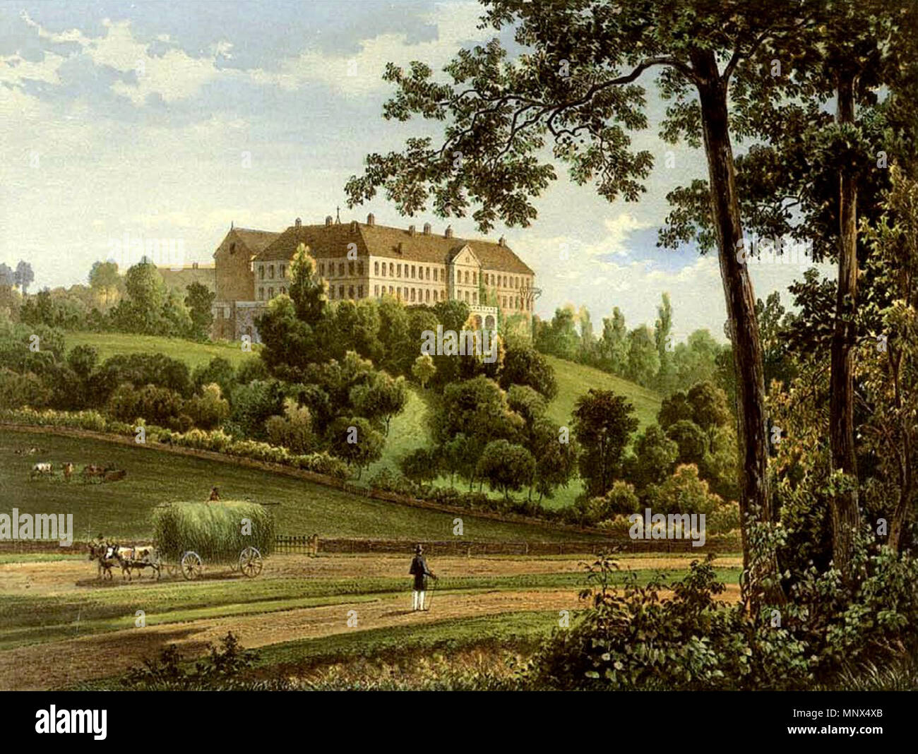 . Schloss Cappenberg, Lithografie aus dem 19. Jahrhundert . between ...