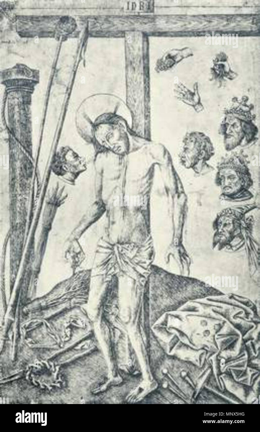 Deutsch: Schmerzensmann English: man of sorrows   1435-1455.   1103 Schmerzensmann (Meister der Spielkarten) Stock Photo