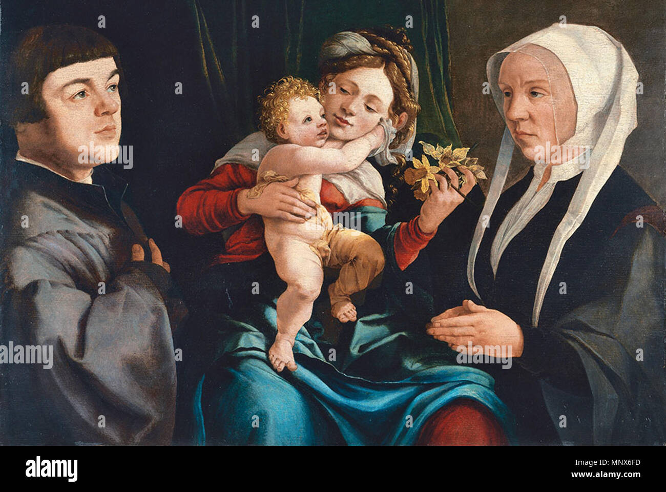 . Madonna of the Daffodils with the Child and Donors . circa 1535.    Jan van Scorel  (1495–1562)     Alternative names Jan van Schoorel, Jan van Schoorl, Jan van Schoreel, Jan van Schorel, Jan van Scoreel, Jan van Scorelius, Jan van Scorellius  Description Dutch painter and draughtsman  Date of birth/death 1 August 1495 6 December 1552  Location of birth/death Schoorl Utrecht  Work location Haarlem (ca. 1517-1518), Venice (1518-1522), Rome (1522-1524), Utrecht (1524-1528), Haarlem (1528), Utrecht (1529-1551), Ghent (1550), Obervellach  Authority control  : Q282708 VIAF: 59356315 ISNI: 0000 00 Stock Photo