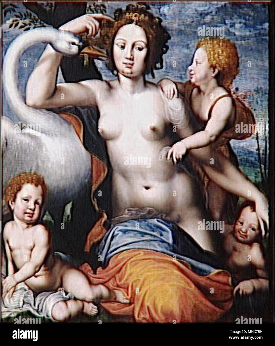 Leda and the Swan   16th century.   1110 Vincent Sellaer - Leda and the Swan Stock Photo