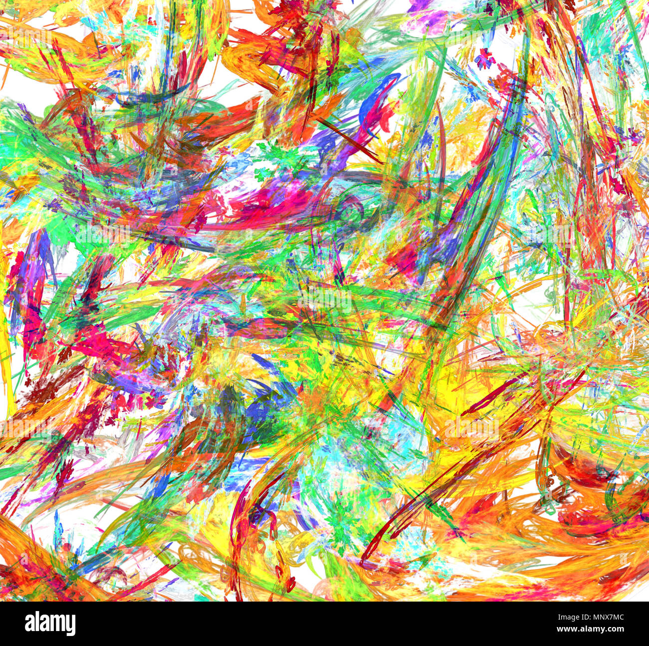 Paint splatter chaos abstract, many color horizontal background Stock Photo
