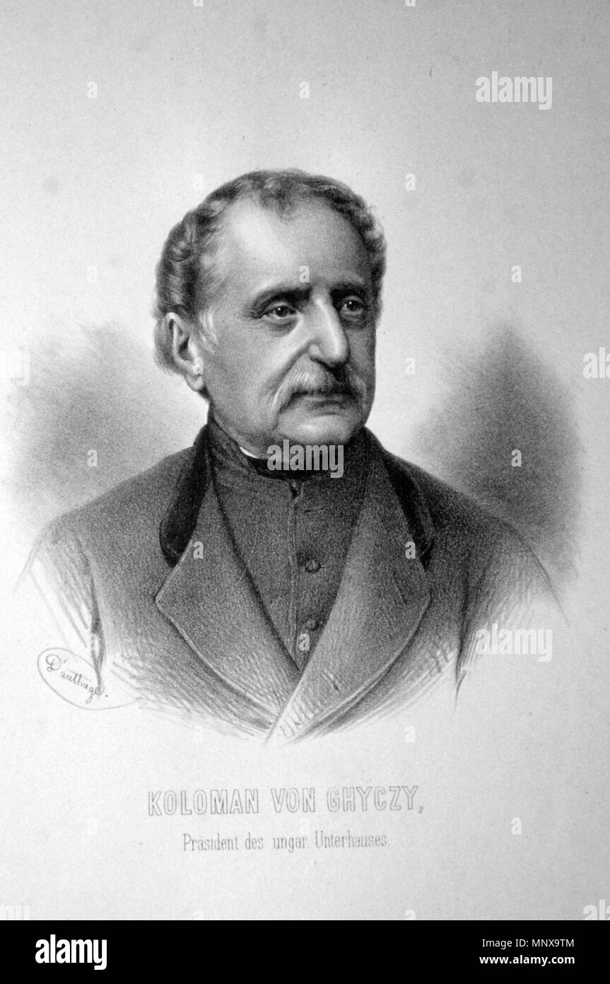 OLYMPUS DIGITAL CAMERA    . Deutsch: Koloman von Ghyczy (1808-1888) österreichischer Jurist, Reichsratabgeordneter Lithographie von Adolf Dauthage, ca.1880 . circa 1880. Adolf Dauthage (1825-1883) 772 Koloman von Ghyczy Litho Stock Photo