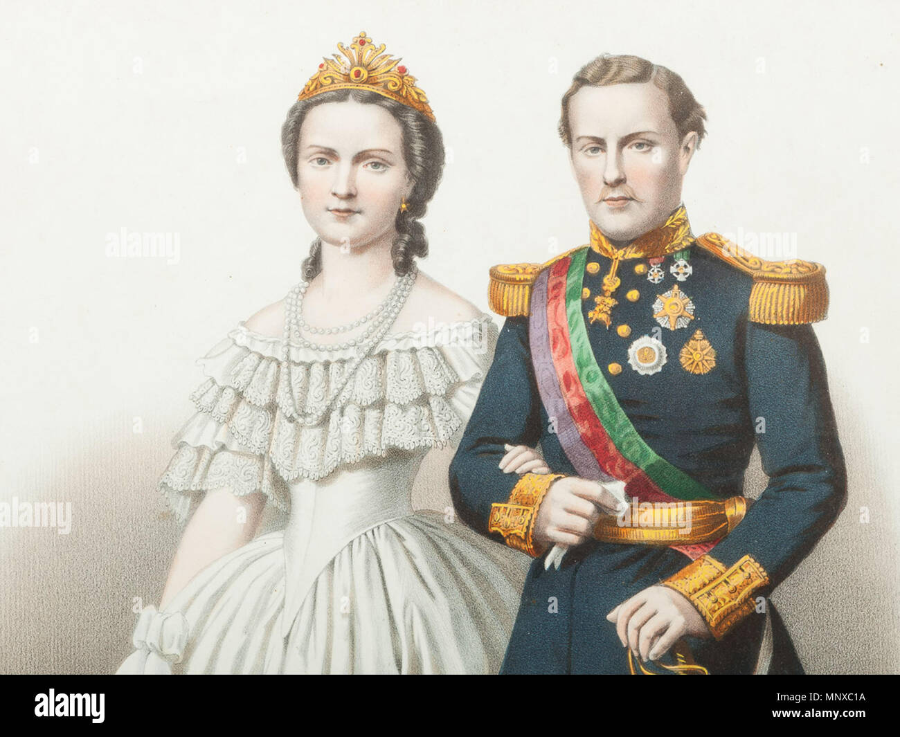 English: 'His Most Faithful Majesty King Luís I of Portugal and Queen Maria  Pia', by Adolphe Pincon Português: 'Sua Majestade Fidelíssima D. Luís I e D.  Maria Pia', por Adolphe Pincon .