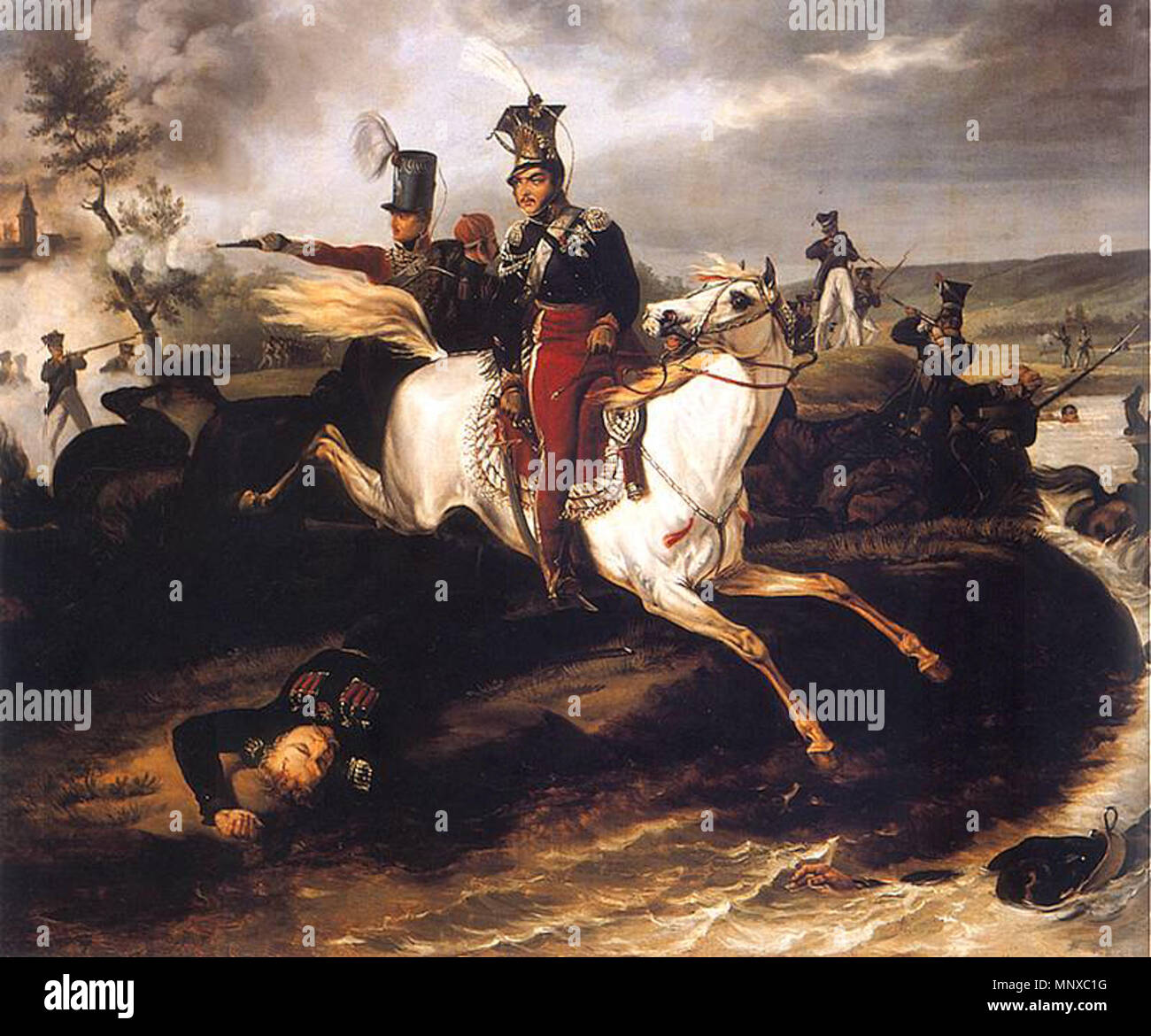 English: Death of Prince Józef Poniatowski. Polski: Śmierć księcia ...