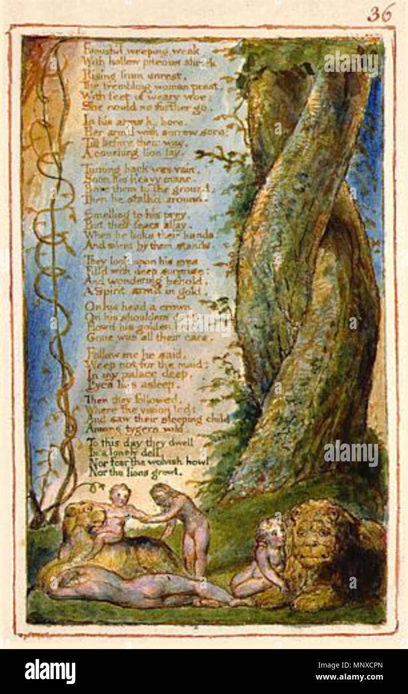 . English: Songs of Innocence and of Experience, copy AA, 1826 (The Fitzwilliam Museum) object 36 The Little Girl Found . 6 February 2014, 16:32:26.   William Blake  (1757–1827)       Alternative names W. Blake; Uil'iam Bleik  Description British painter, poet, writer, theologian, collector and engraver  Date of birth/death 28 November 1757 12 August 1827  Location of birth/death Broadwick Street Charing Cross  Work location London  Authority control  : Q41513 VIAF: 54144439 ISNI: 0000 0001 2096 135X ULAN: 500012489 LCCN: n78095331 NLA: 35019221 WorldCat    Category:William Blake   This is a f Stock Photo
