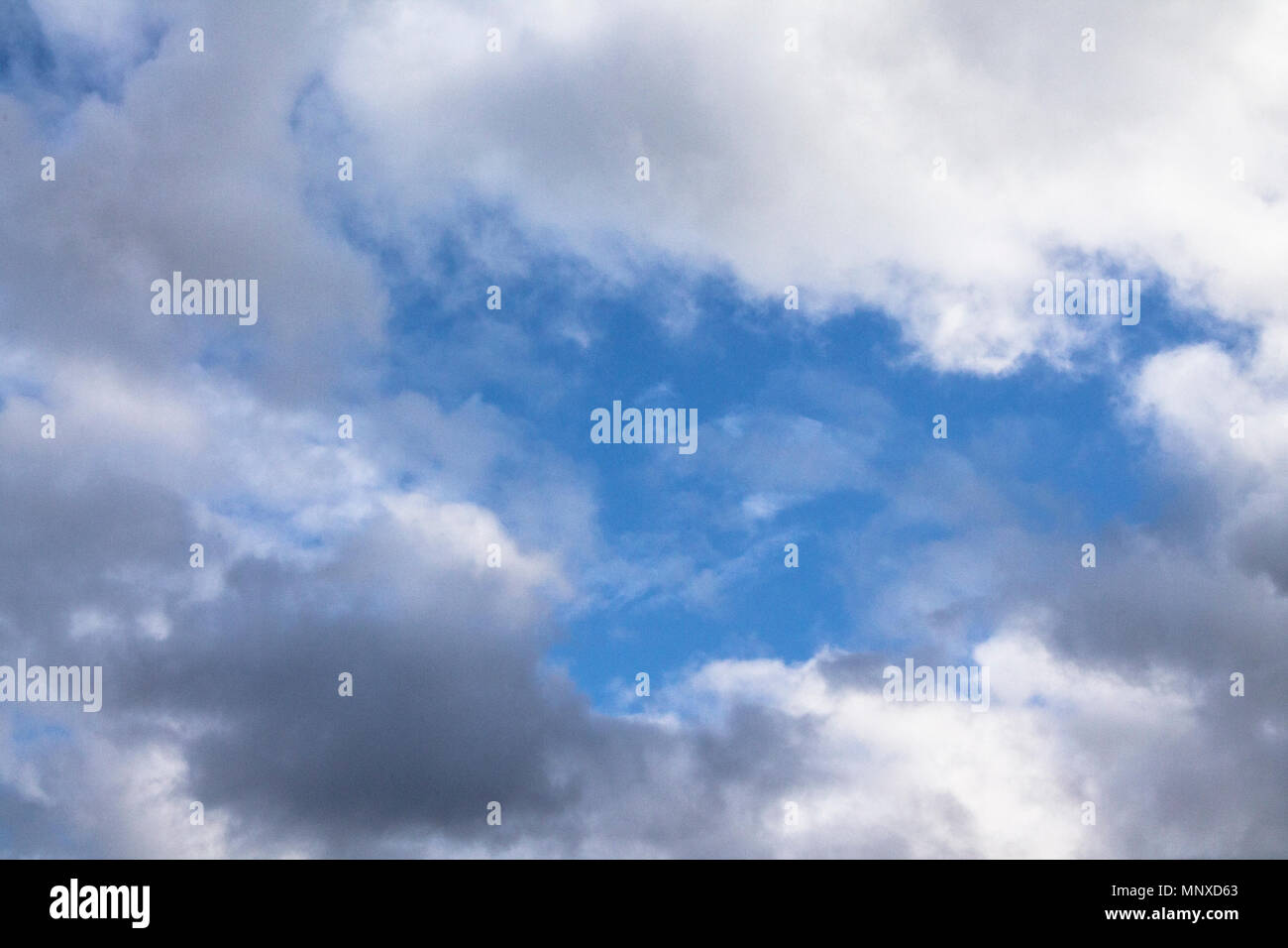 Blue sky background with fluffy cumulus clouds Stock Photo - Alamy