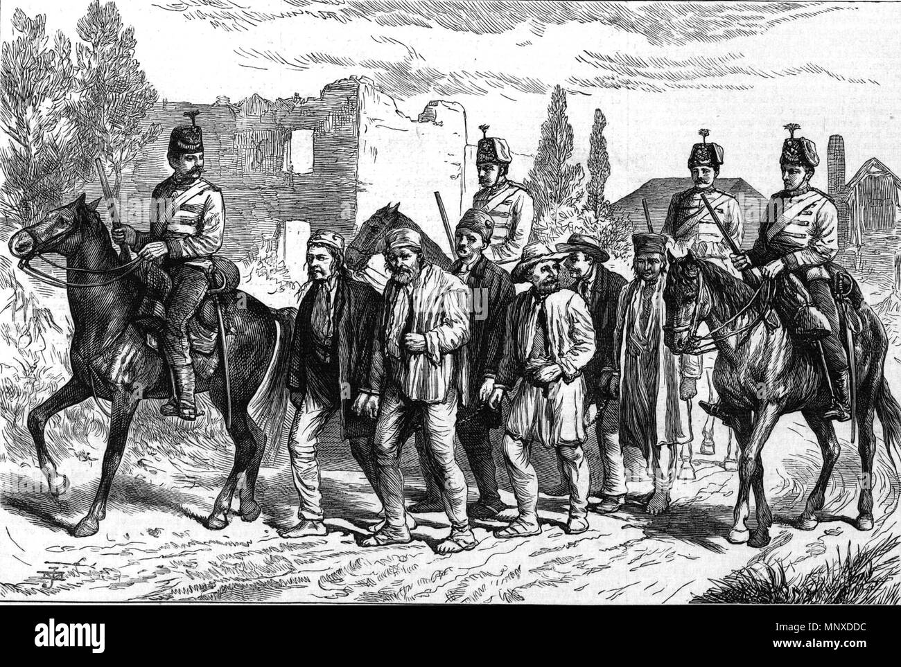 . Spies taken from the Russian camp to the prison at Văcărești, near ...