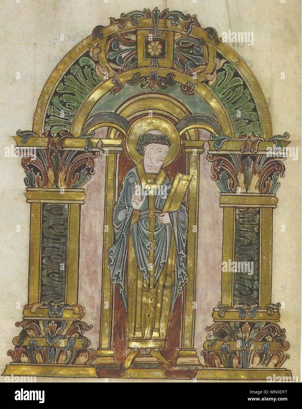 1137 St Swithun, Benedictional of Æthelwold, London, BL, Ms Add. 19598, Fol 90V Stock Photo