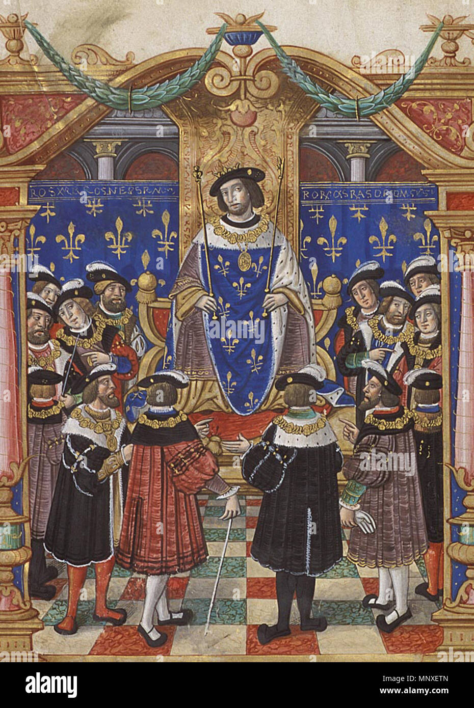 1141 Statuts de l'ordre de Saint-Michel - Meermanno Museum 10C8 f8r  (Assemblée des chevaliers Stock Photo - Alamy