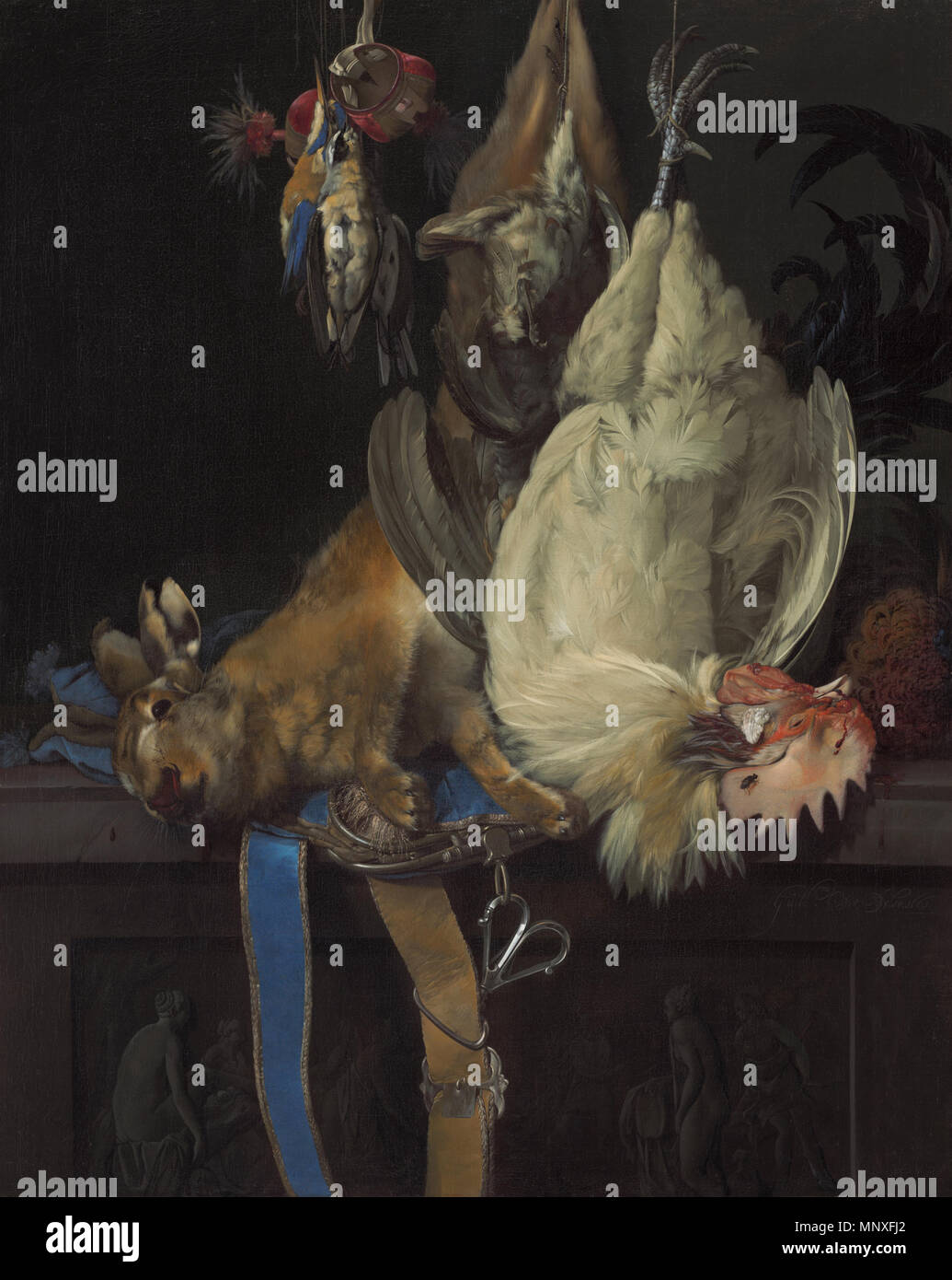 Painting; oil on canvas; overall: 84.7 x 67.3 cm (33 3/8 x 26 1/2 in.);    English: Still Life with Dead Game   1661.   1145 Still Life with Dead Game 1661 Willem van Aelst Stock Photo