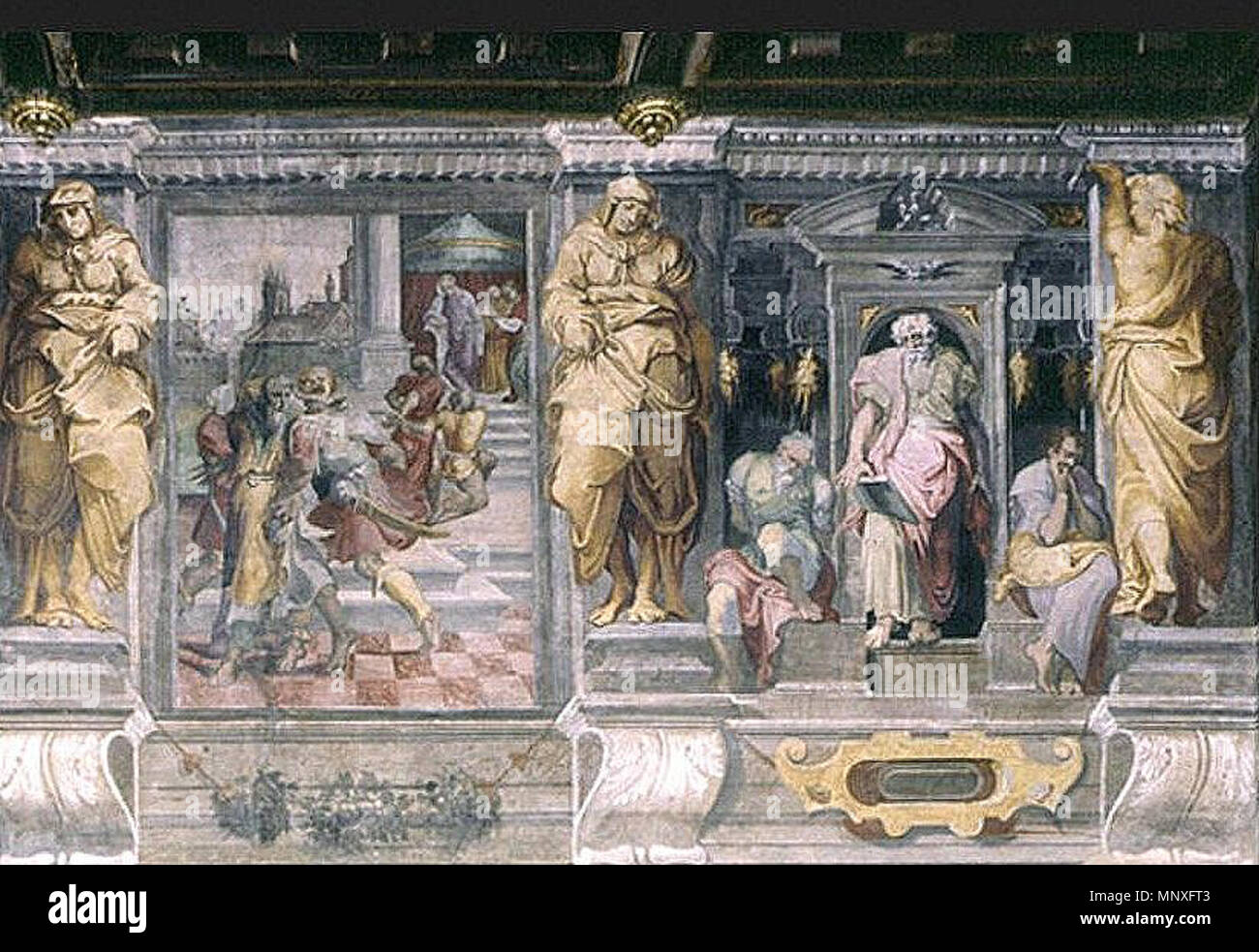 . Italiano: Storie di Susanna . between 1551 and 1552. Pellegrino Tibaldi - Palazzo Poggi, Bologna 1146 Storie di Susanna - Tibaldi Stock Photo