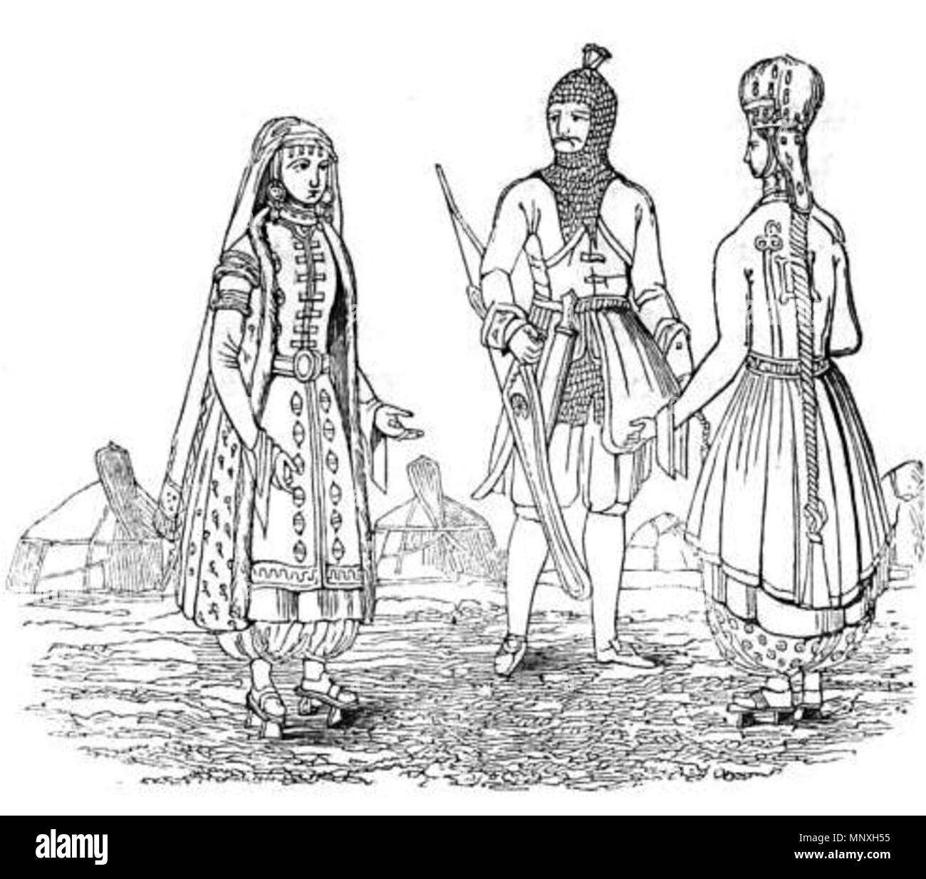 . English 'Costume of a Suoni chief and his family'. 1836. Unknown