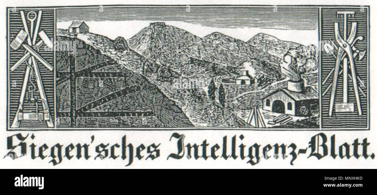 . Deutsch: Titel . between 1831 and 1834. Siegen#sches Intelligenz-Blatt. 1155 SZ, Siegen'sches Intelligenz-Blatt, zwischen 1831 und 1834 Stock Photo