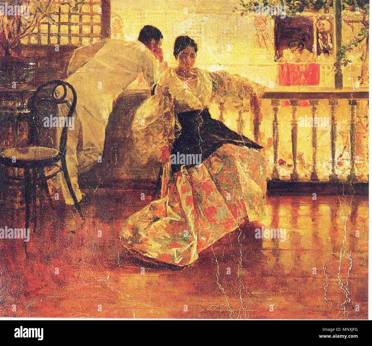 Tampuhan .  English: Tampuhan (English: 'Sulking') painting by Filipino painter and political activist Juan Luna . 1895.   1159 Tampuhan by Juan Luna Stock Photo