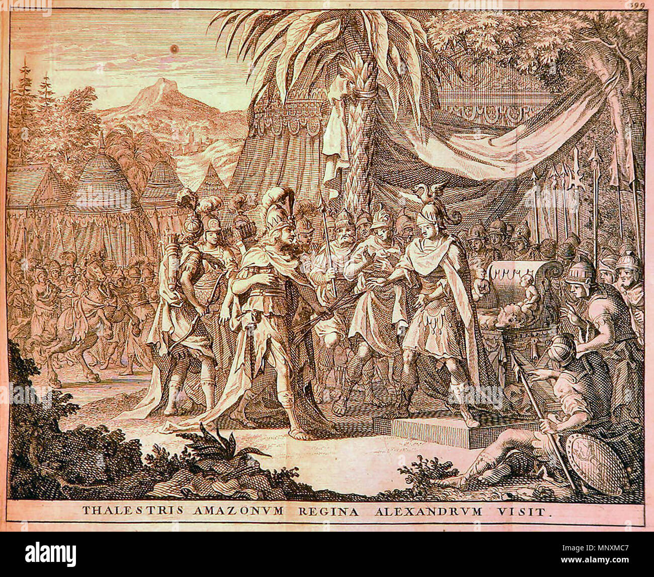 . Thalestris, Queen of the Amazons, visits Alexander . 1696. This file is lacking author information. 1167 Thalestris, Queen of the Amazons, visits Alexander (1696) Stock Photo