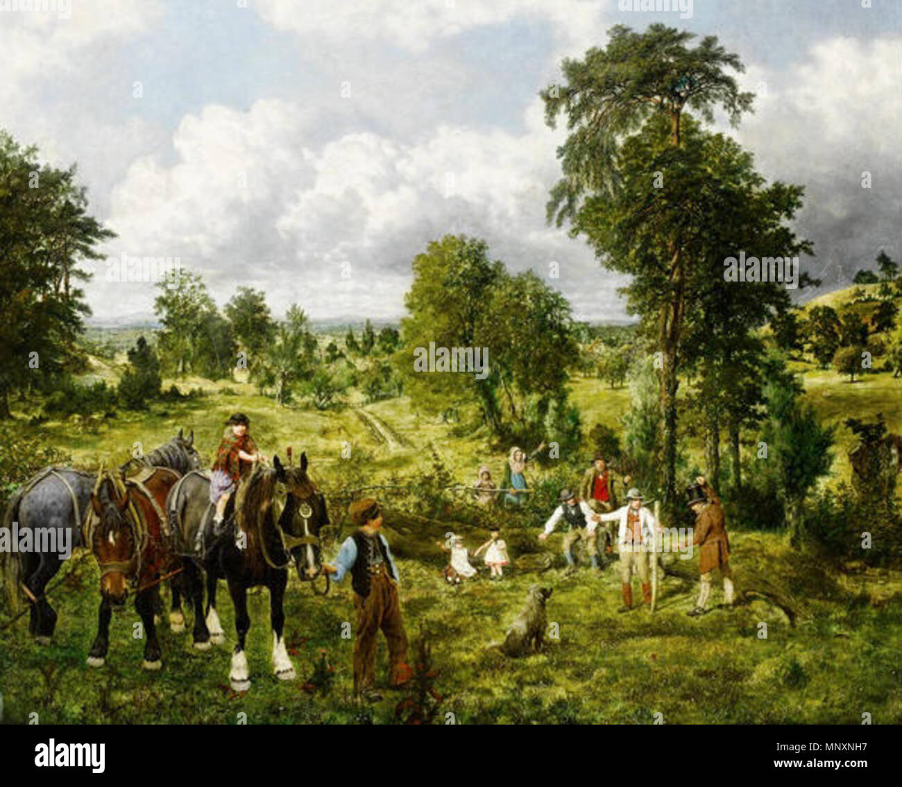 . English: Oil painting of 'The Garden of England' by GEORGE WILLIAM MOTE (1832-1909) . Unknown date.   George William Mote  (1832–1909)    Description painter  Date of birth/death 1832 6 January 1909  Authority control  : Q16037753 VIAF: 95685010 ULAN: 500000720 RKD: 57994 1174 The Garden of England Stock Photo