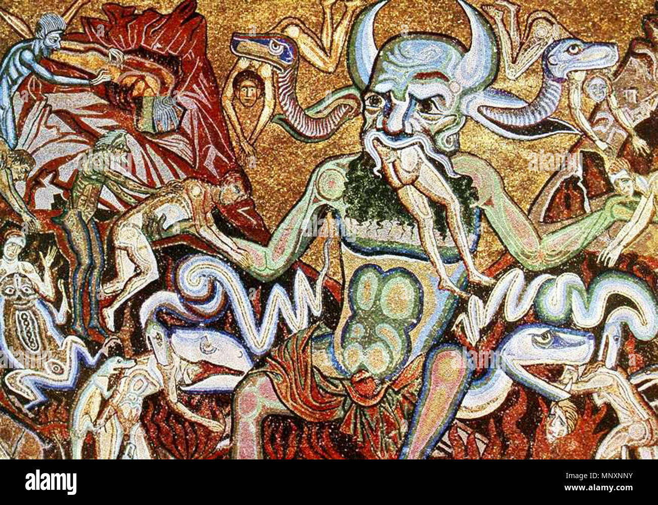 .   . 13th century.   1175 The hell mosaic coppo di marcovaldo baptisterium florence Stock Photo
