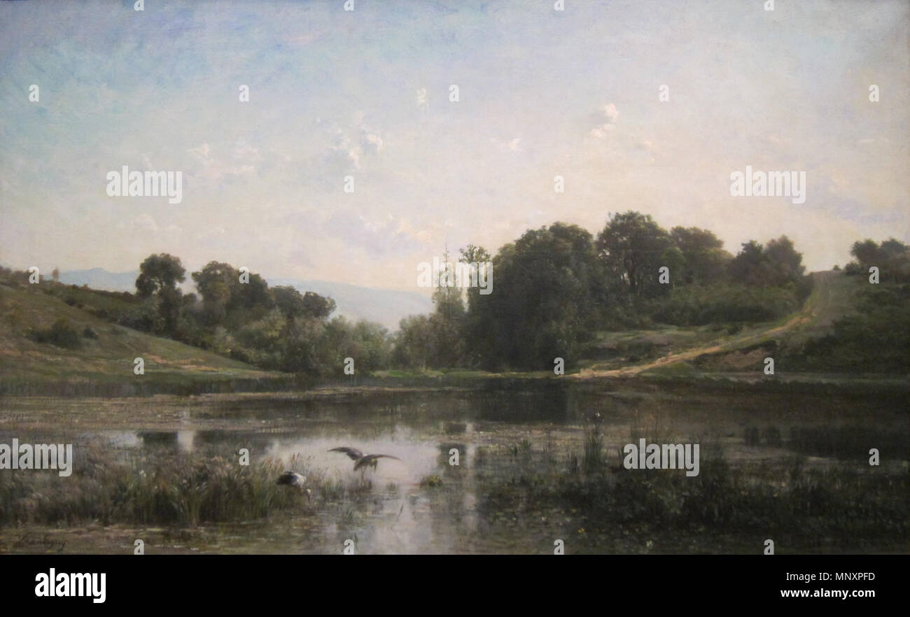 . The Pond at Gylieu . 1853.    Charles-François Daubigny  (1817–1878)      Description French painter and graphic artist  Date of birth/death 15 February 1817 19 February 1878  Location of birth/death Paris Paris  Work location Paris, Barbizon, Dauphine, Auvers-sur-Oise  Authority control  : Q252357 VIAF: 71399615 ISNI: 0000 0001 2138 6609 ULAN: 500115164 LCCN: n50037946 NLA: 35033517 WorldCat 1179 The Pond at Gylieu by Charles-Francois Daubigny, 1853 Stock Photo