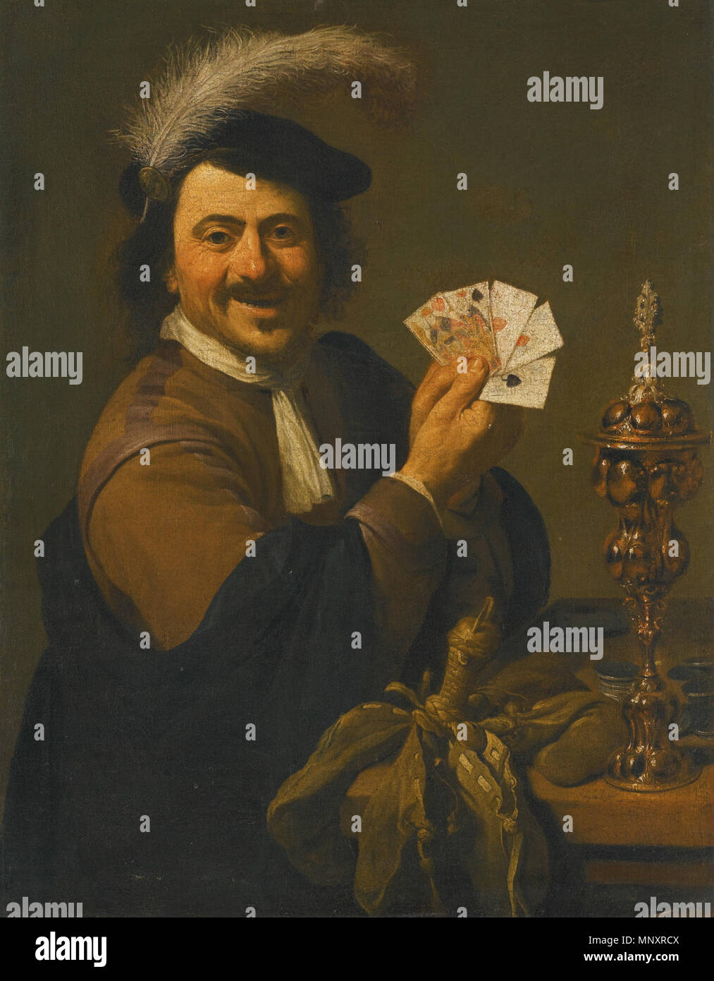 English Card player showing his hand between 1616 and 1637. 1184 Theodoor Rombouts Card