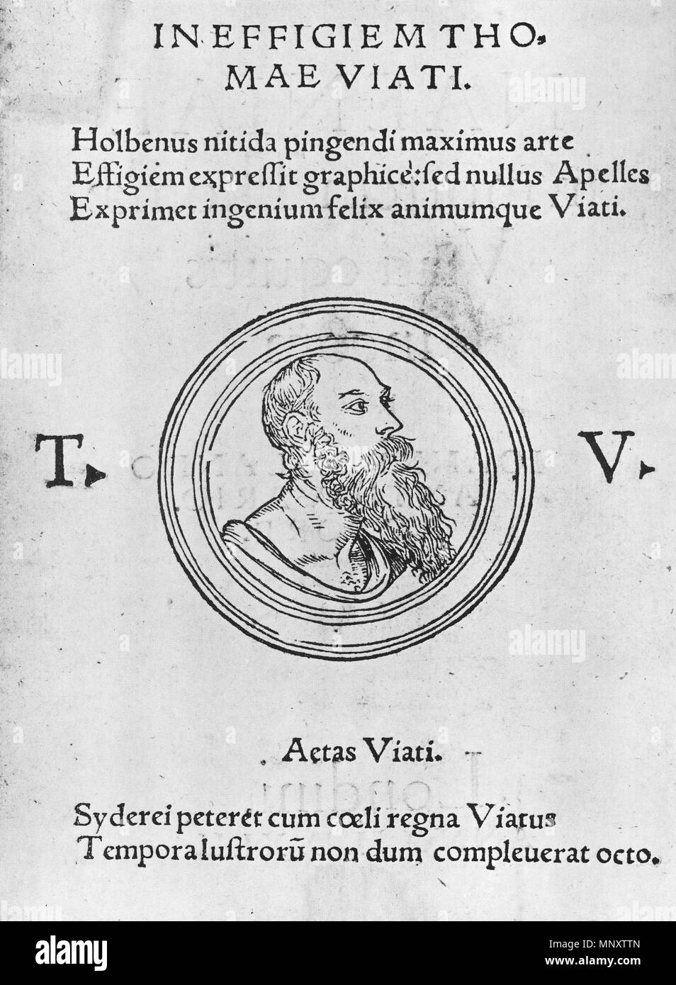 English Profile Of Sir Thomas Wyatt Wearing An Antique Drape Woodcut Published In John Leland S Naenia In 1548 This Woodcut Was Probably Based On A Lost Holbein Drawing Or Painting Of