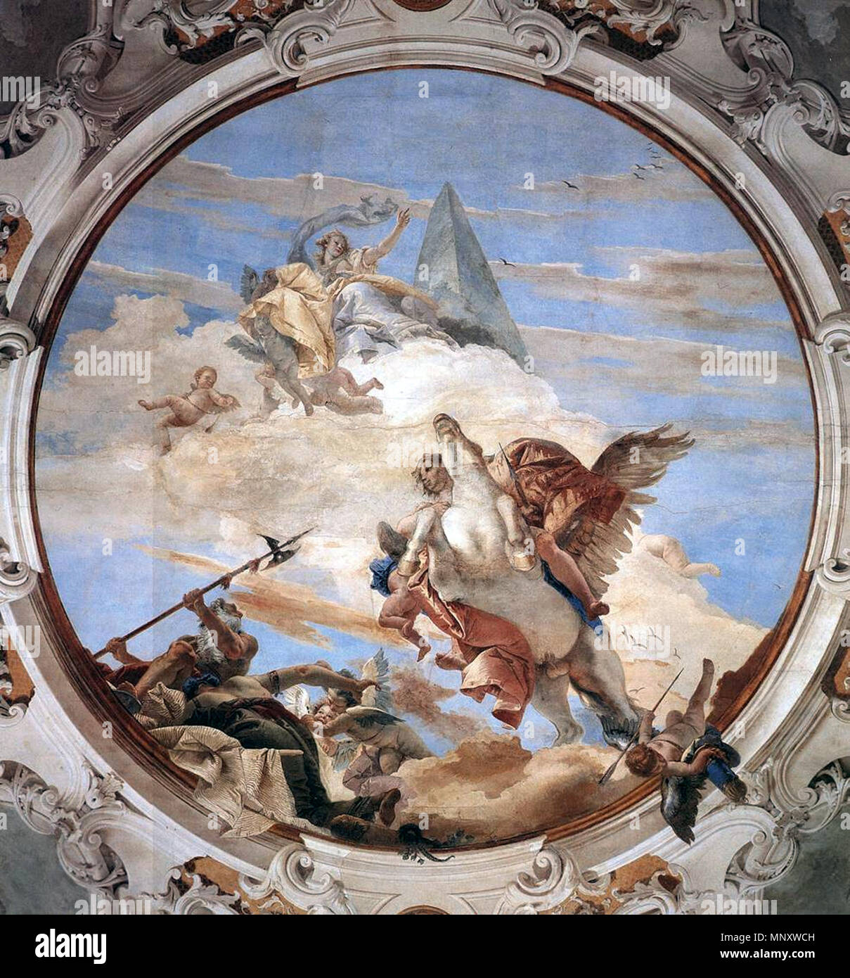 Bellerophon on Pegasus   between 1746 and 1747.   1193 Tiepolo, Giovanni Battista - Bellerophon on Pegasus - 1746-47 Stock Photo