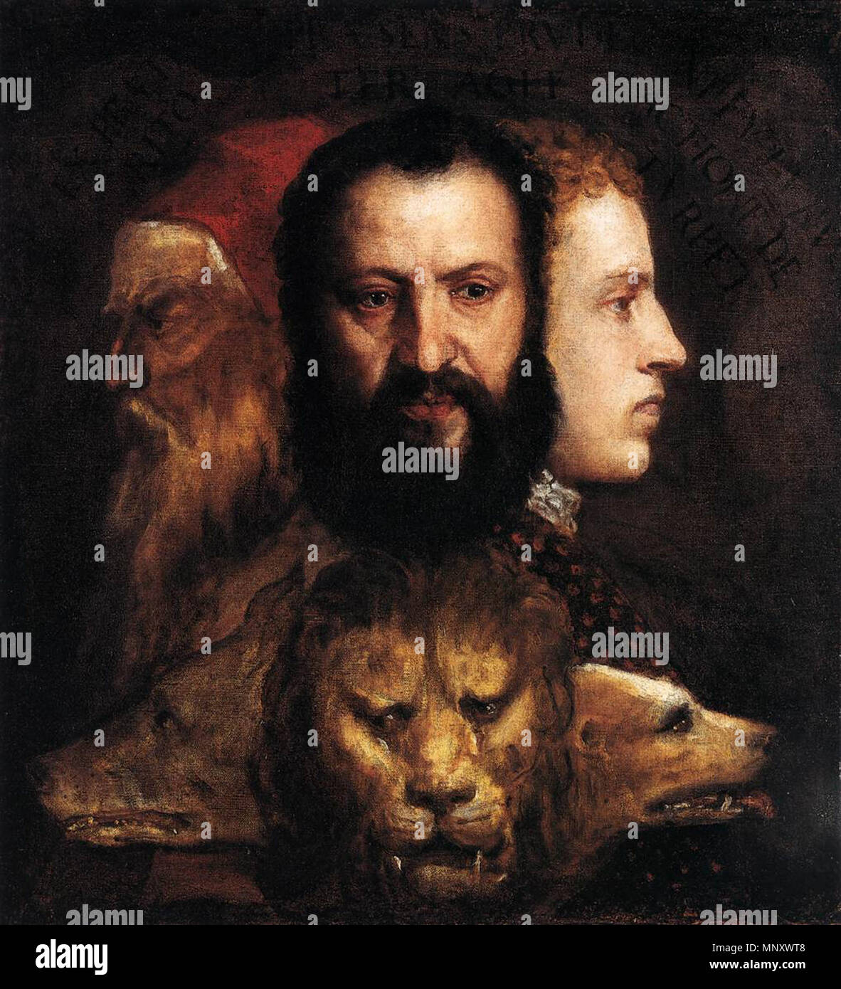 Allegory of Time Governed by Prudence   circa 1565.   1195 Titian - Allegory of Time Governed by Prudence - WGA22987 Stock Photo