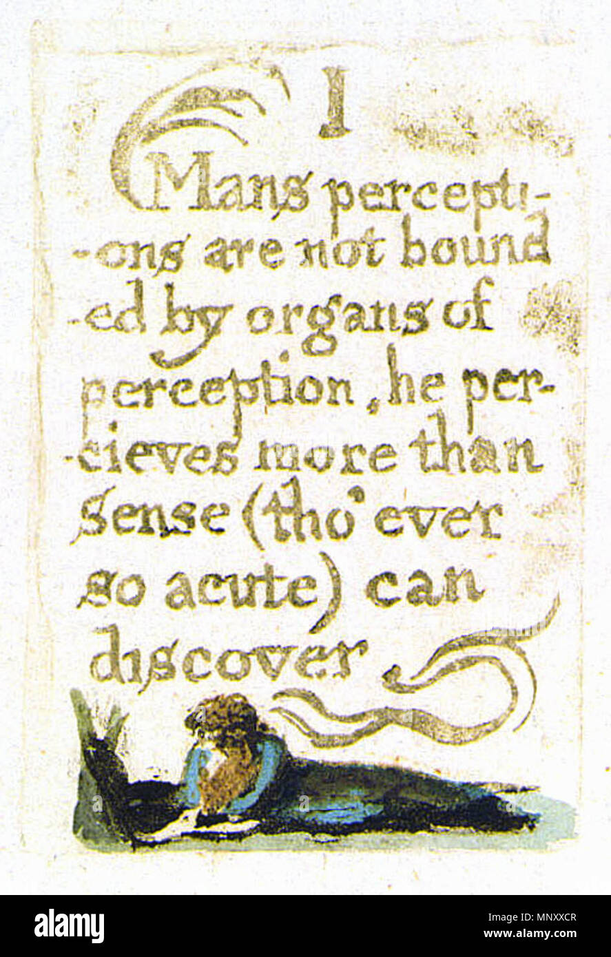 . There is No Natural Religion, copy G, object 10 (Bentley b3, Erdman b3, Keynes b3) . 1788.    William Blake  (1757–1827)       Alternative names W. Blake; Uil'iam Bleik  Description British painter, poet, writer, theologian, collector and engraver  Date of birth/death 28 November 1757 12 August 1827  Location of birth/death Broadwick Street Charing Cross  Work location London  Authority control  : Q41513 VIAF: 54144439 ISNI: 0000 0001 2096 135X ULAN: 500012489 LCCN: n78095331 NLA: 35019221 WorldCat 1197 TNNR Series b Plate 3 (I) - 1794 version Stock Photo