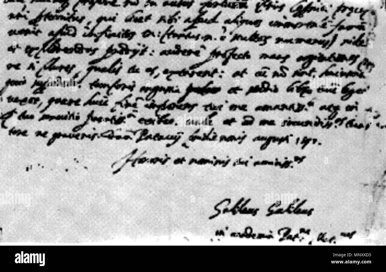 English: The letter from Galileo, to Kepler . 4 August 1597. Galileo 1197 To Kepler, From Galileo