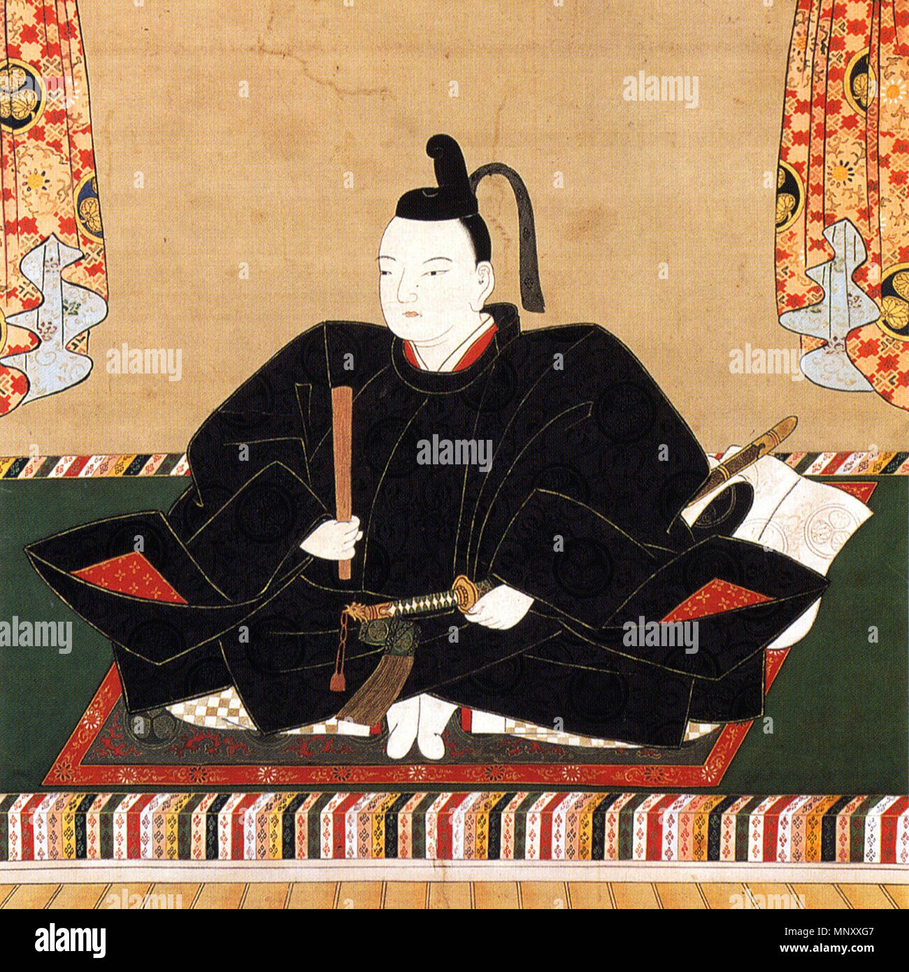 . 日本語: 徳川家継像 English: Portrait of Tokugawa Ietsugu . 1735. Unknown 1198 Tokugawa Ietsugu cropped Stock Photo