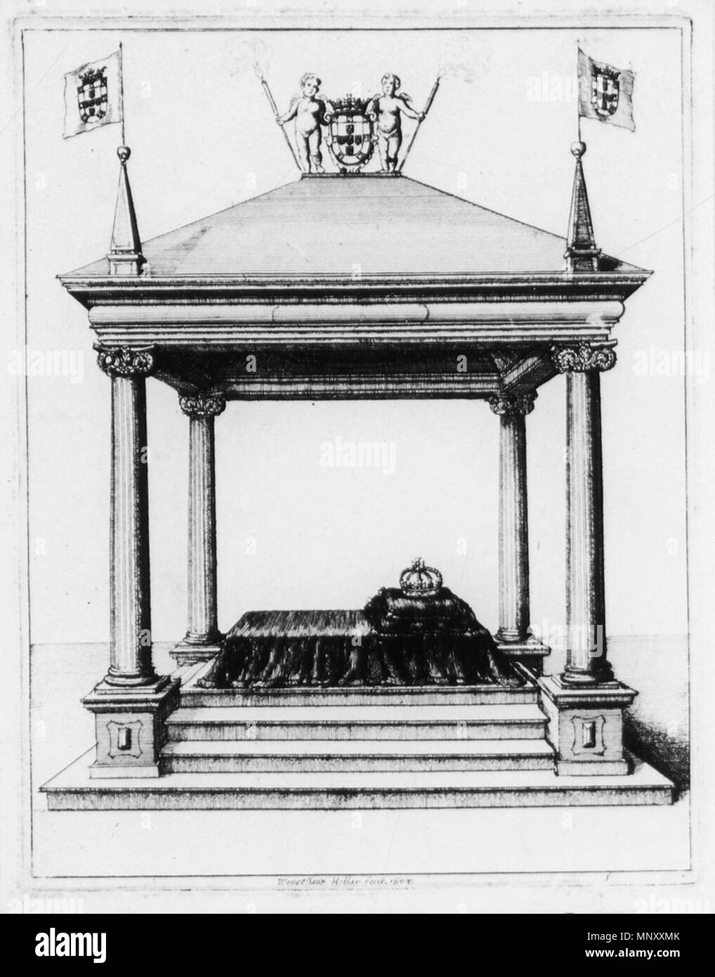 1199 Tomb of Prince Theodosio de Bragança (1653) - Wenceslaus Hollar Stock Photo