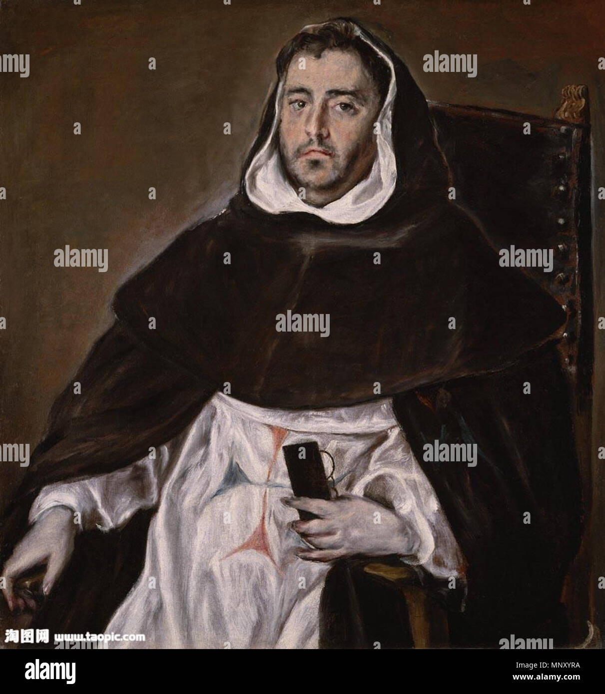 Portrait of a Trinitarian Friar .  Polski: Portrait of a Trinitarian Friar, ca. 1609 Oil on canvas Unframed: 36 3/8 x 33 5/8 inches (92.39 x 85.41 cm) Framed: 48 x 45 1/4 x 3 inches (121.92 x 114.94 x 7.62 cm) . 24 August 2013, 21:12:56.   1205 Trinitarian friar Stock Photo