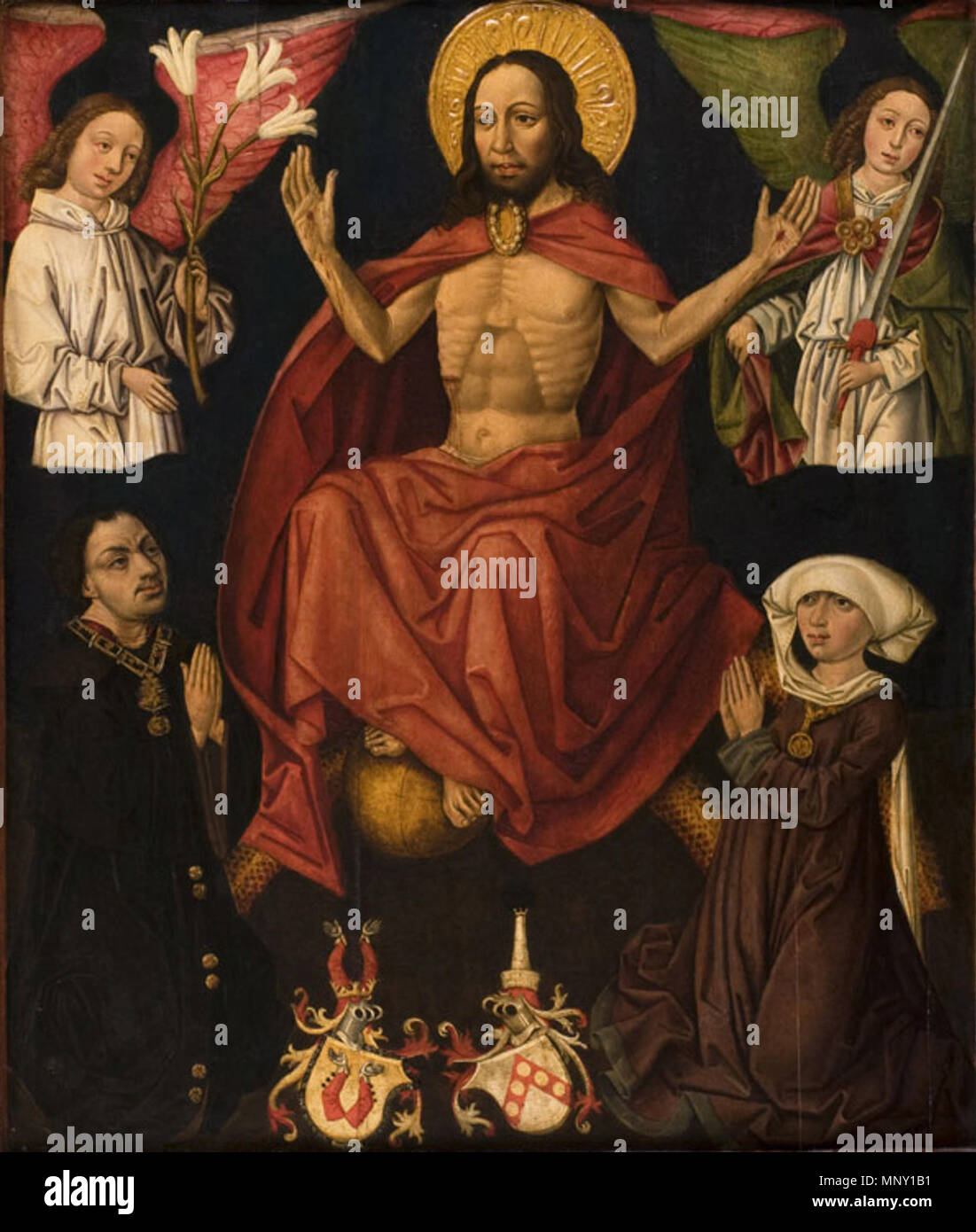 . Ulmer Meister um 1460/70 Christus als Richter mit zwei Engeln, die