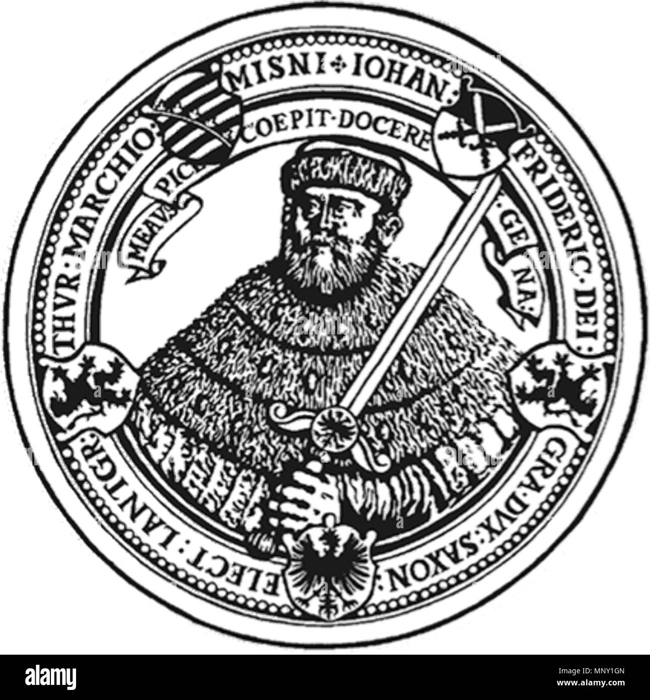 English Hanfried John Frederick I Elector Of Saxony Logo Of The Friedrich Schiller Universitat Jena Deutsch Johann Friedrich Der Grossmutige Hanfried Siegel Der Friedrich Schiller Universitat Jena 16th Century Unknown 1213 Uni Jena Logo