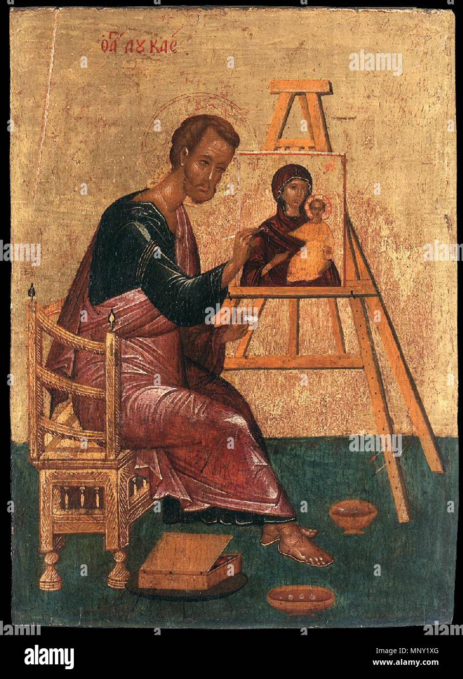 Luke Paints the Icon of the Mother of God Hodegetria   1400s.   1215 Unknown painter - Luke Paints the Icon of the Mother of God Hodegetria - WGA23494 Stock Photo