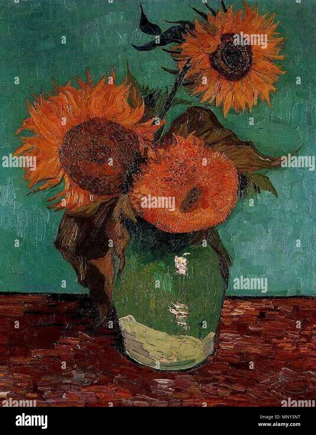 English: Vase with Three Sunflowers Vincent van Gogh (1853–1890)  Alternative names Vincent Willem van Gogh Description Dutch painter, drawer  and printmaker Date of birth/death 30 March 1853 29 July 1890 Location