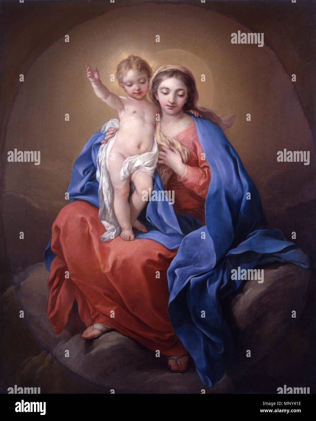 . Virgin and Child . 1738.    Charles-André van Loo  (1705–1765)     Alternative names Carle van Loo  Description French painter  Date of birth/death 15 February 1705 15 July 1765  Location of birth/death Nice Paris  Work location Rome, Turin, Paris  Authority control  : Q686597 VIAF: 89002333 ISNI: 0000 0001 2142 9250 ULAN: 500017868 LCCN: n82108684 WGA: LOO, Carle van WorldCat 1224 Van-Loo-Carle-Vierge-Enfant-Rouen Stock Photo
