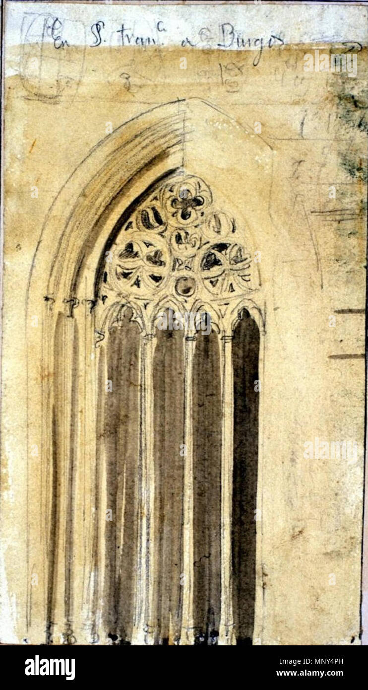 1229 Ventanal gótico de la iglesia del monasterio de San Francisco de Burgos (Siglo XIX) Stock Photo