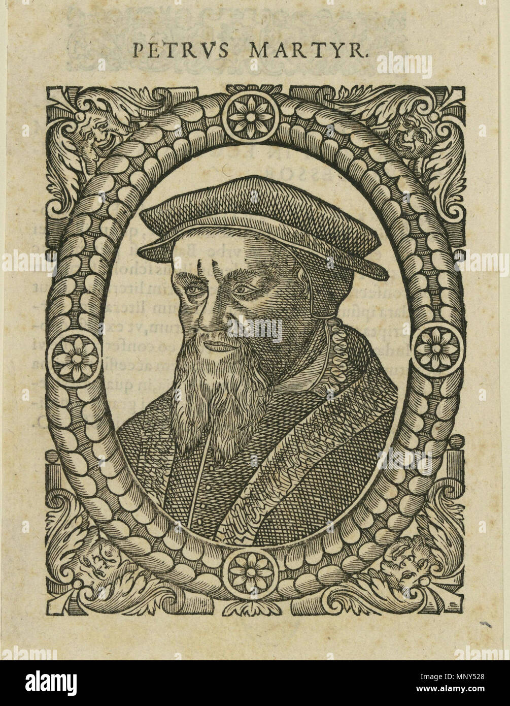 . English: Woodcut of Peter Martyr Vermigli from Beza's Icones . 1580. Unknown 1230 Vermigli Icones Germanisches Nationalmuseum Nuremberg Stock Photo