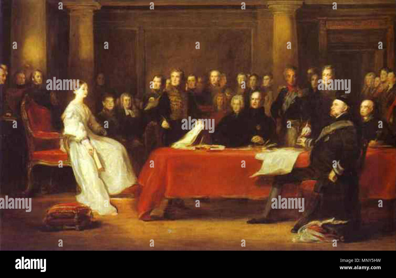 Victoria holding a Privy Council meeting. 1838. 1233 Victoria Privy Council  (Wilke Stock Photo - Alamy