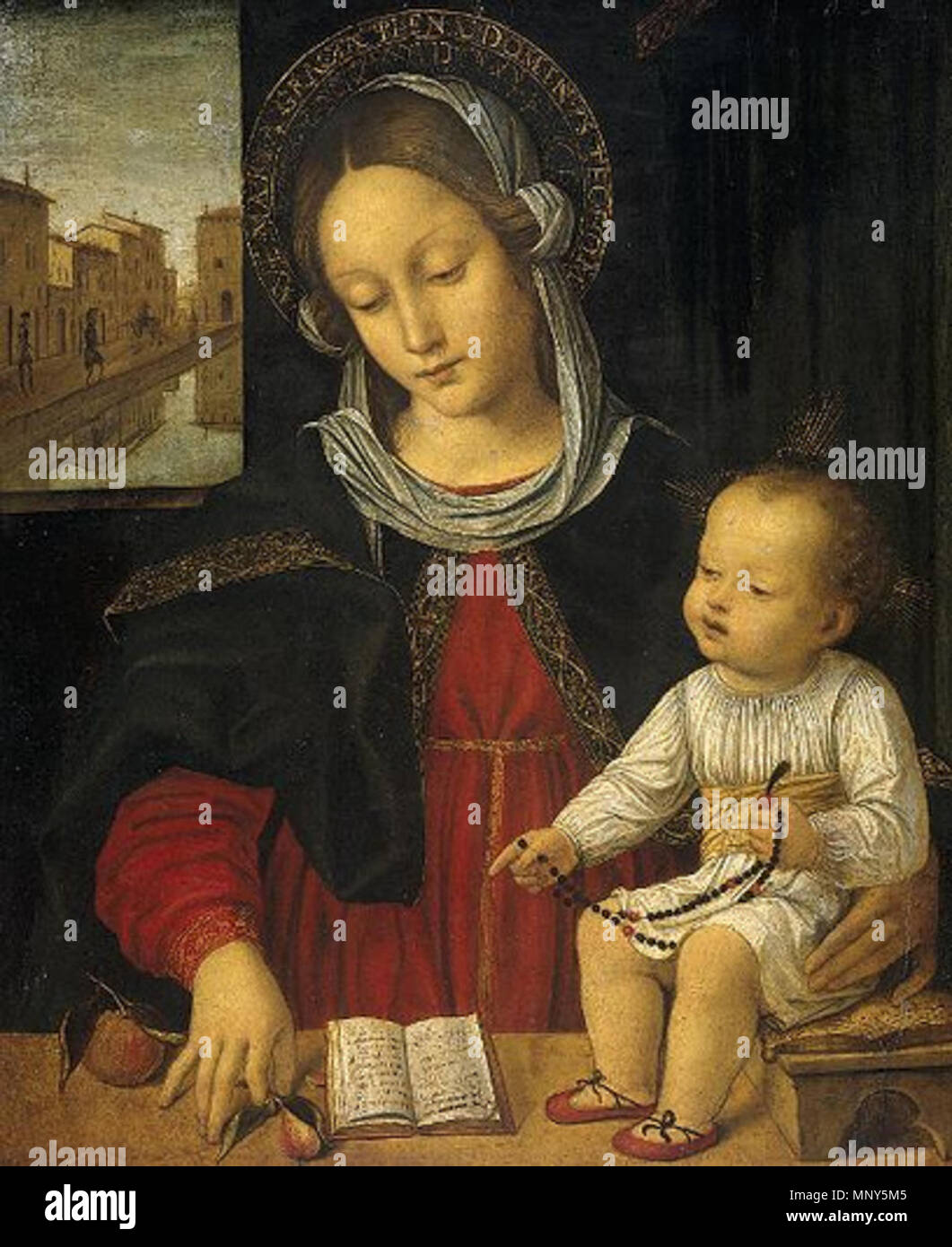 .  English: Vierge à l'Enfant et au chapelet . circa 1500-1523.   1233 Vierge au Chapelet Stock Photo
